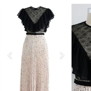 Ruffle Pleated Midi Dress